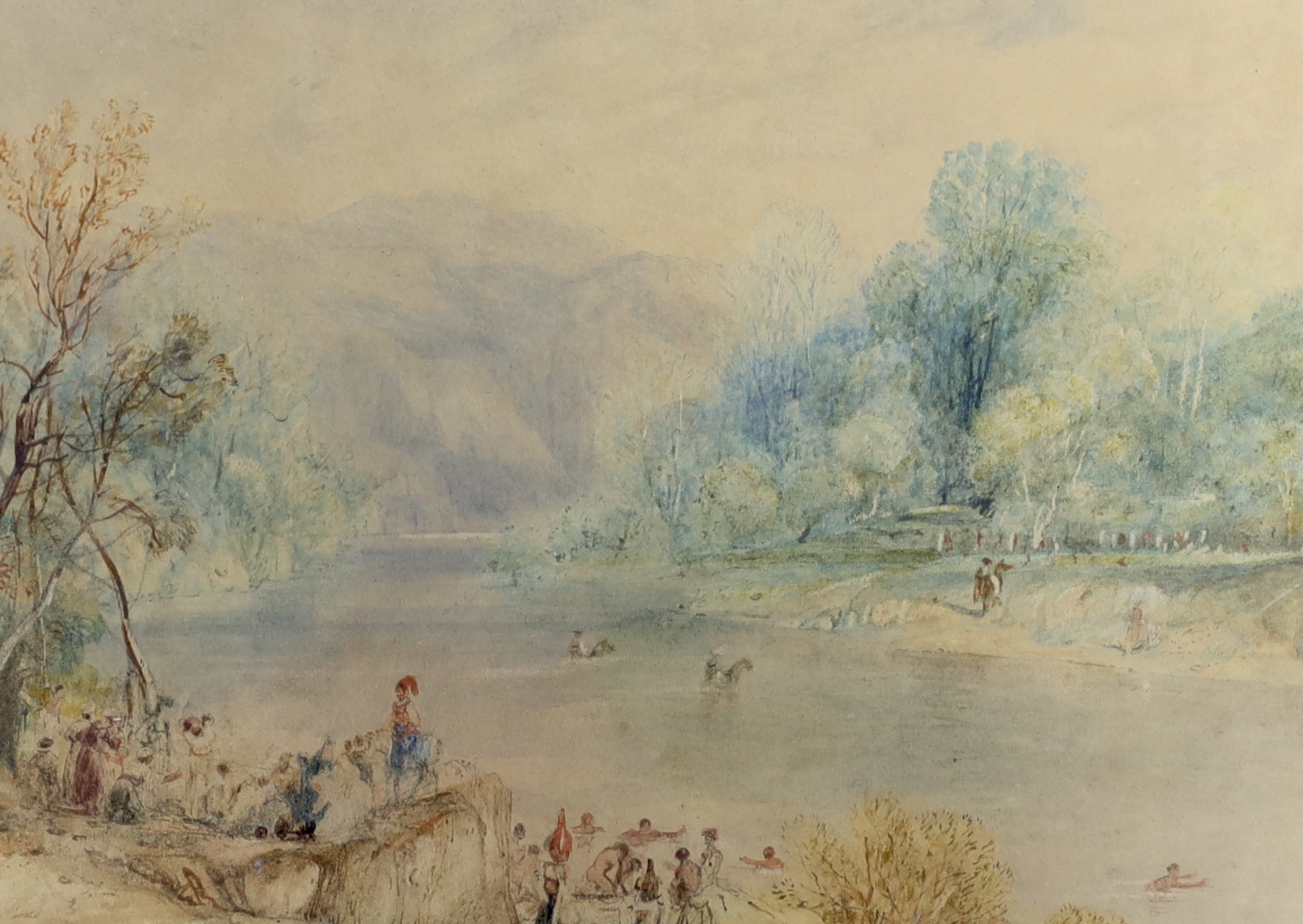 Augustus Wall Calcott RA (1779-1844), watercolour, ‘Fords of the Jordan’, inscribed to the mount, P & D Colnaghi & Co. label verso, 16 x 22cm